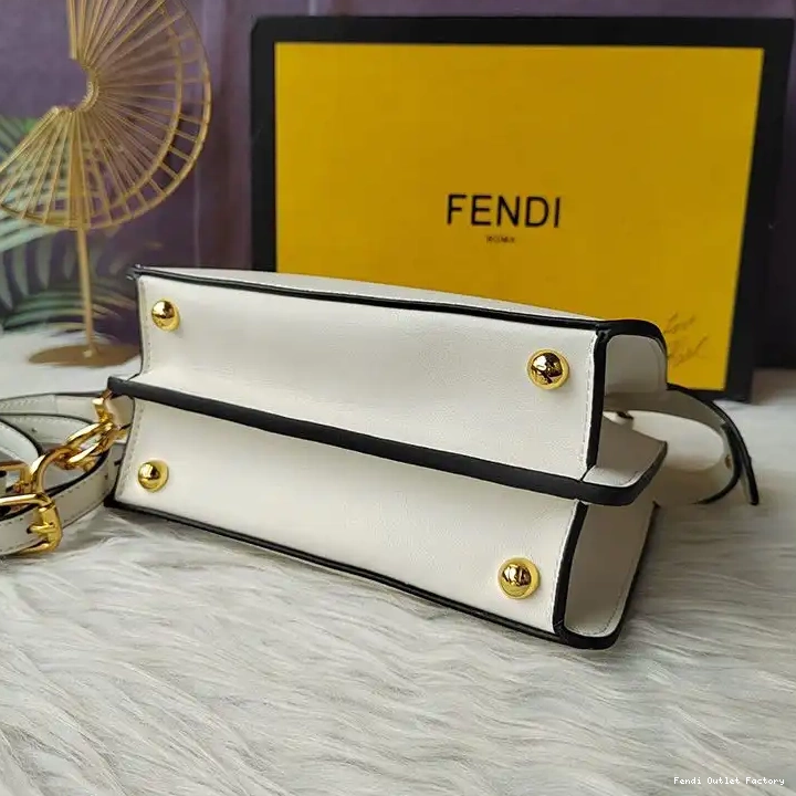 Cheap HOT Petite ISeeU Peekaboo White In Fendi Nappa Leather Bag 0413